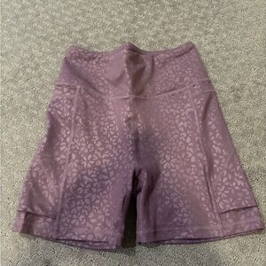 Senita Athletics Lavender Floral Athletic Shorts